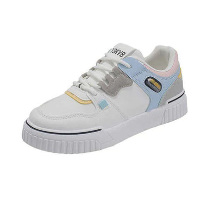 Pastel multicolor fashion sneakers with layered details and a lightweight design.